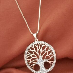 Elegant Silver Tree of Life Pendant Necklace